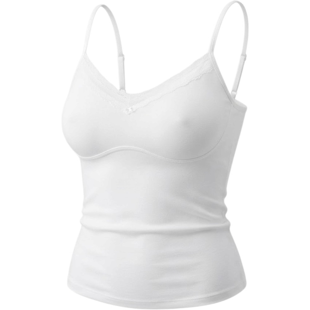 Victorias Secret White Lace Trim Shelf Bra Cami Tank Top Small